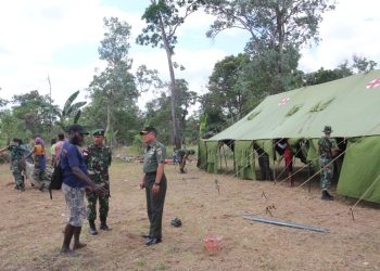 Sukseskan Festival Budaya Perbatasan, Satgas Yonif MR 411/PDW Kostrad Karya Bhakti Bersama Warga