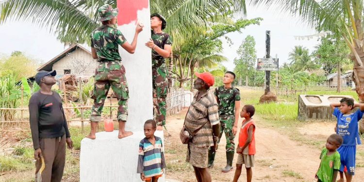 Peduli Kampung, Satgas Perbatasan RI-PNG Lakukan Ini