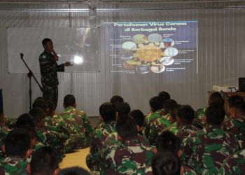 Cegah Corona, Satgas TNI Garuda Terapkan Social Distancing di Daerah Misi