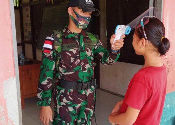 Cegah Covid-19, Satgas Pamtas Yonif 642 Konsisten Sosialisasikan Protokol Kesehatan