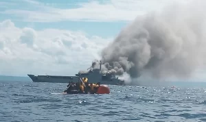KRI Teluk Hading terbakar