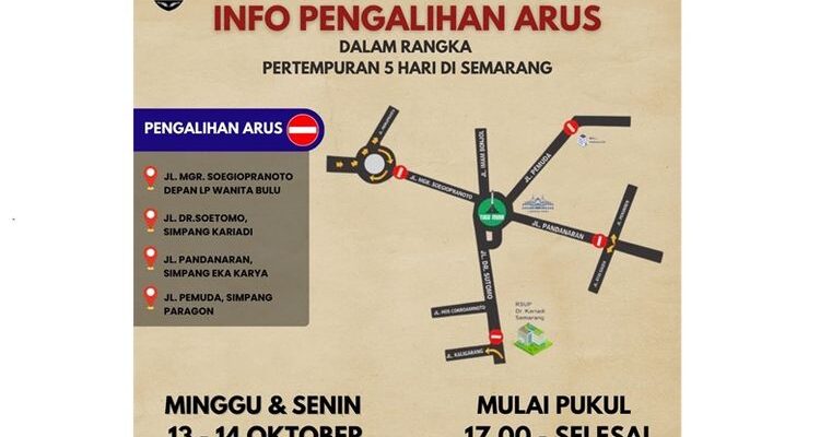 Info Pengalihan Arus peringatan Pertempuran Lima Hari di Semarang