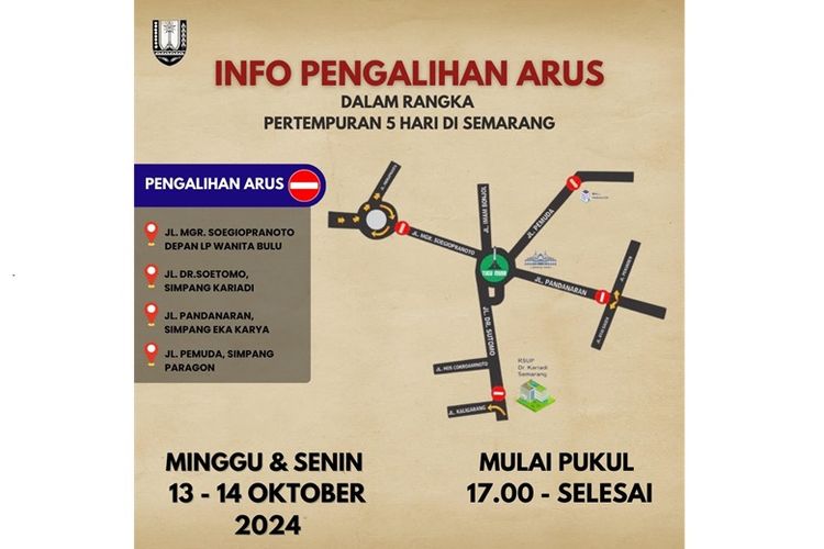 Info Pengalihan Arus peringatan Pertempuran Lima Hari di Semarang