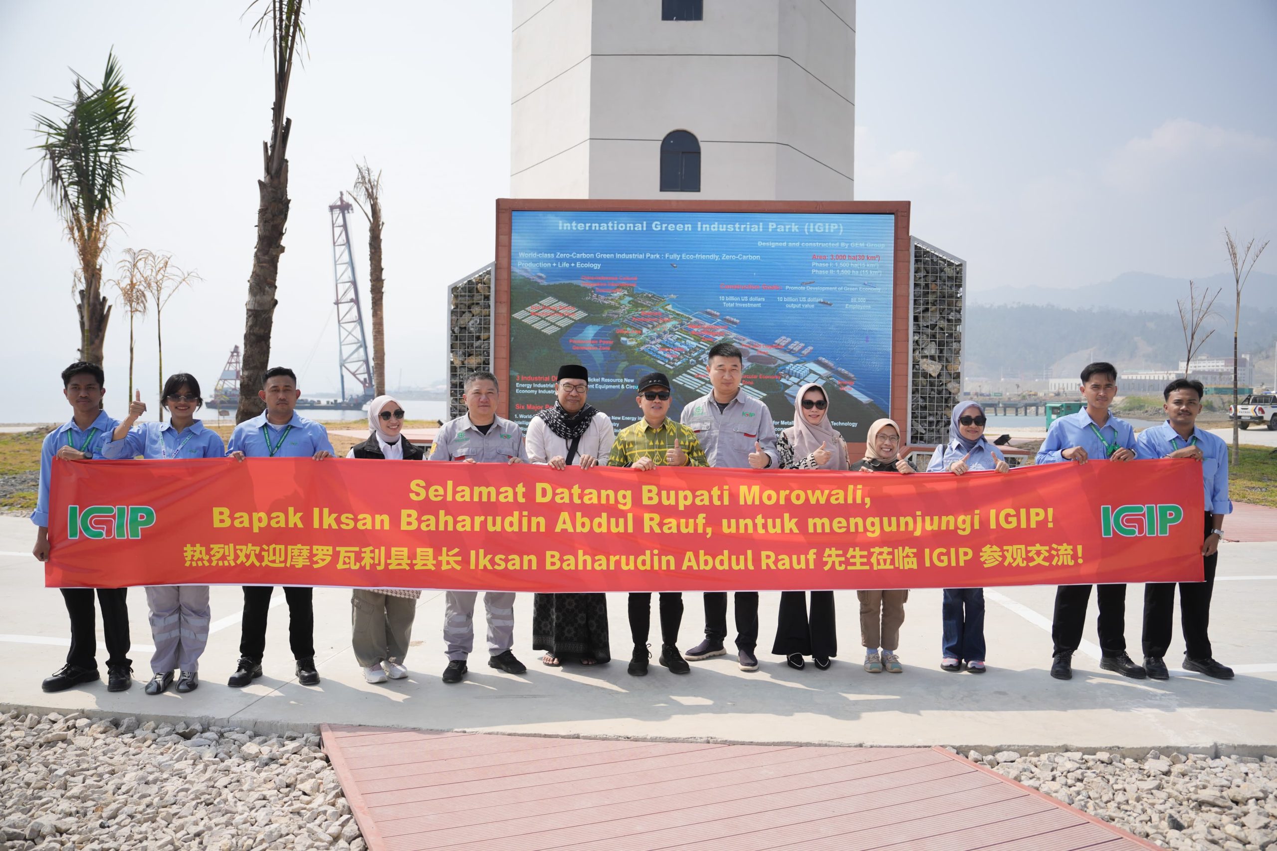 Bupati Morowali, Iksan Baharudin Abdul Rauf mengapresiasi progres pembangunan kawasan industri PT International Green Industrial Park (IGIP) di Desa Sambalagi
