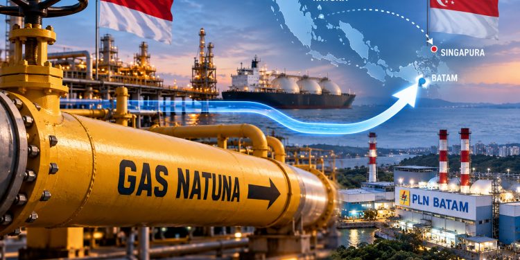 Ilustrasi pengalihan pasokan gas Natuna untuk memenuhi kebutuhan energi dalam negeri, termasuk pasokan bagi pembangkit listrik di Batam.