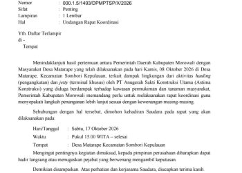 Surat Bupati Morowali atas PT Askon di Desa Matarape